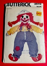 Vintage Butterick 3510 Sensory Learning Clown Doll Sewing Pattern Zipper Buttons