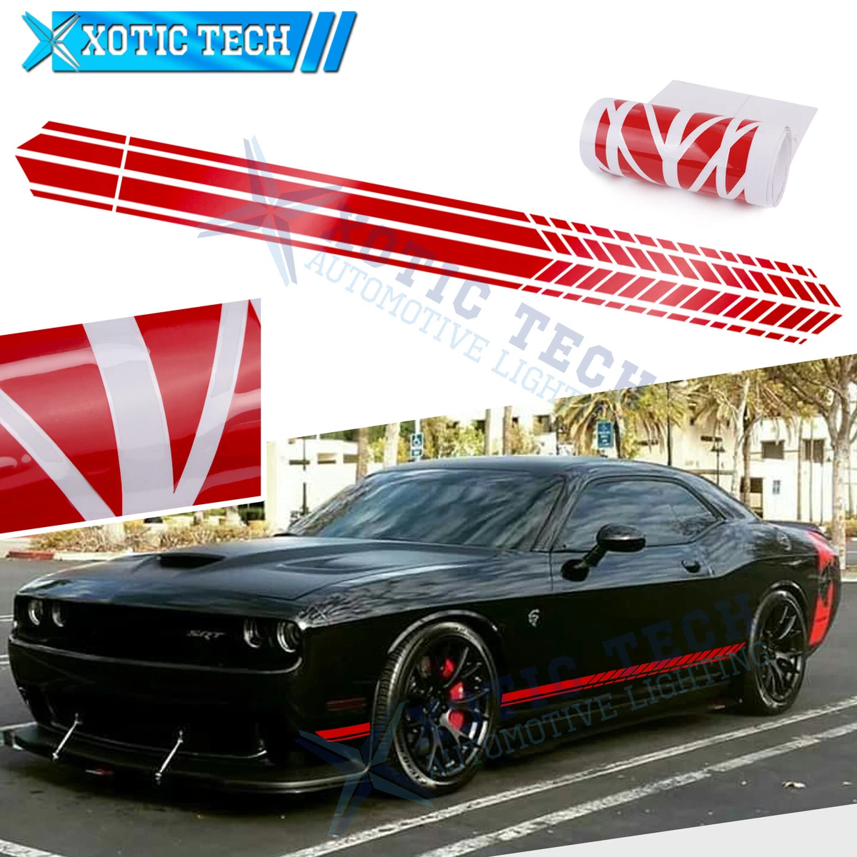 2Pc Auto Glossy Red Side Body Fender Sticker For Dodge Challenger Charger  2000+