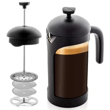 OVENTE 34oz 4-Cup Black French Press Coffee Maker Black