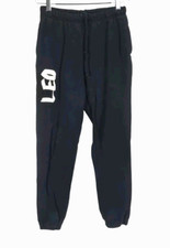 GOOD AMERICAN Women Sweatpants Size 2 Black Leo Spell Out Elastic Waist Hem 47P