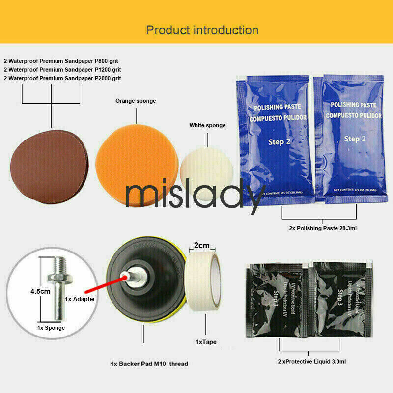 16-Piece Car Headlight Lens Restoration Kit – Polish & Clean Yellowed/Foggy Headlights