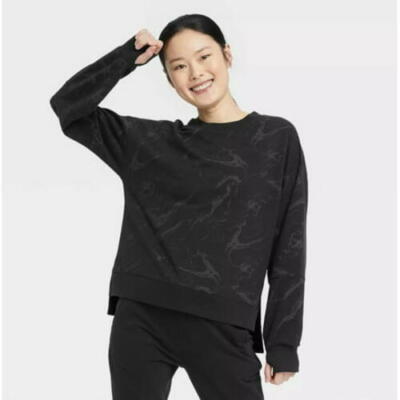 Women s French Terry Crewneck Sweatshirt - All in Motion Black XS