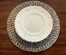 Antique Johnson Bros. Dinner Plates White W/ Gold Trim Set of 7 England (18E)