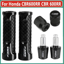 Black For Honda CBR600RR CNC Handlebar Grips Handle Bar End Cap Tire Valve NEW