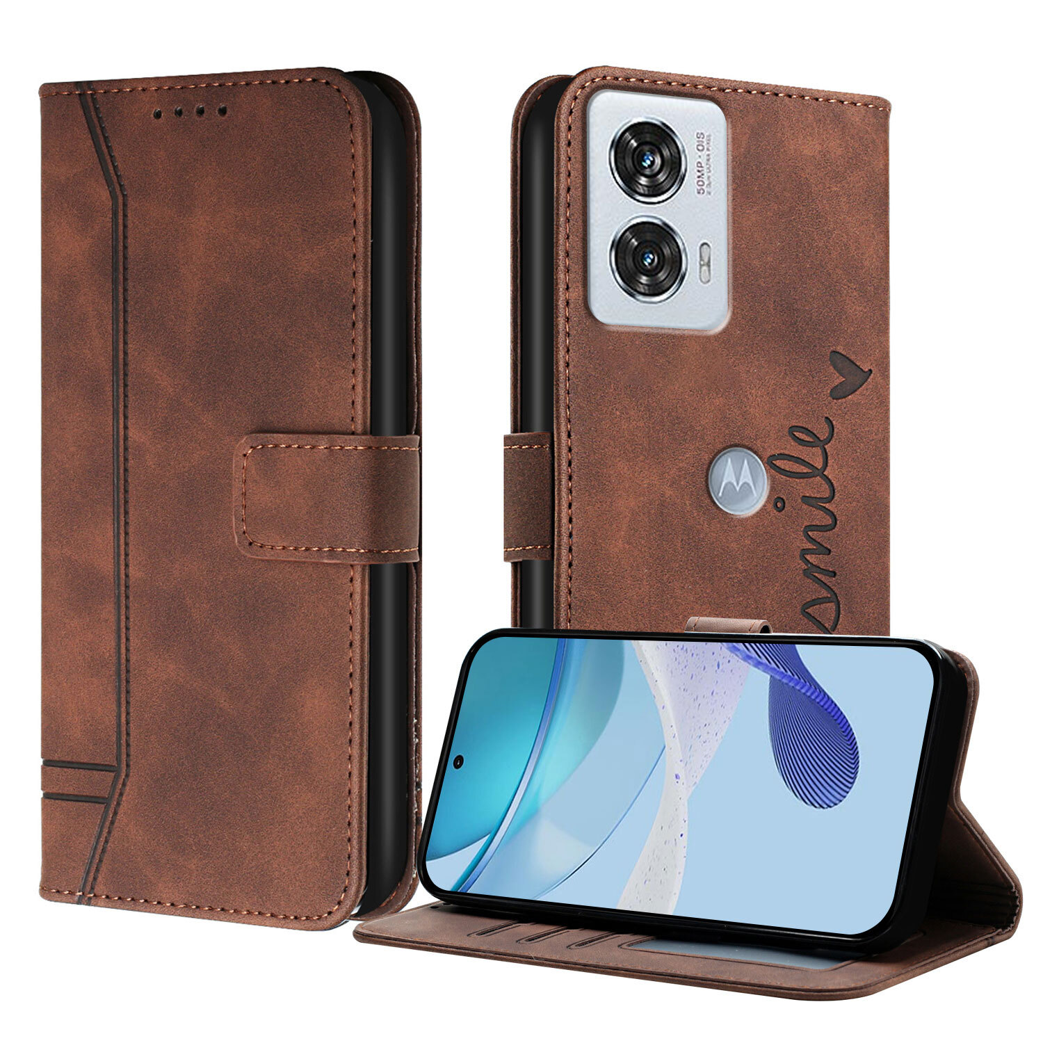 For Motorola Edge 50 Fusion, Luxury Flip Leather Wallet Card TPU Case Full Cover