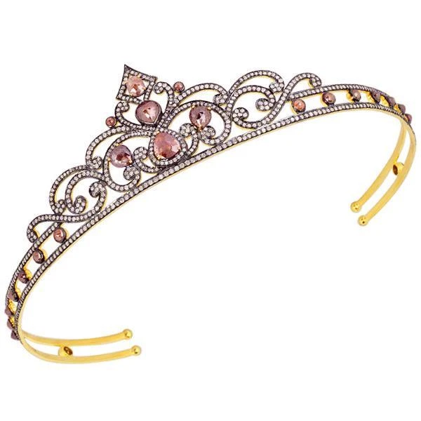 Tiara nupcial oxidada con diamantes de hielo de 17,98 quilates plata estornino 925 Foto 3 de 4