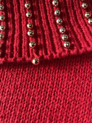 VTG Victoria Jones Christmas Sweater Turtle Neck Red Embellished Knit Pullover - Picture 16 of 16