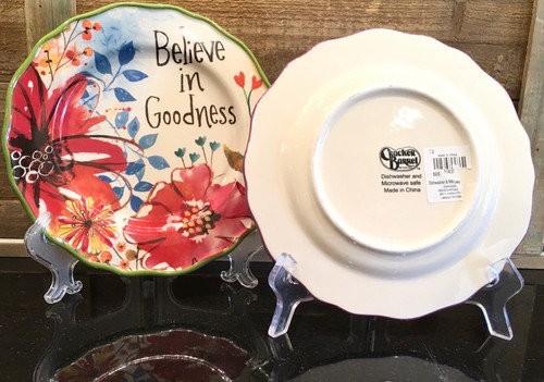 Cracker Barrel Believe In Goodness & Smiles 8" Salad Dessert Plates Set of 2 - Picture 4 of 5