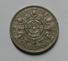 1961 UK (British) Elizabeth II Coin - 2 Shillings (Florin) - circulated & toned