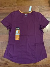 NWT Womens ScrubStar Wine Pull Over V Neck Scrub Top Shirt Size Sm