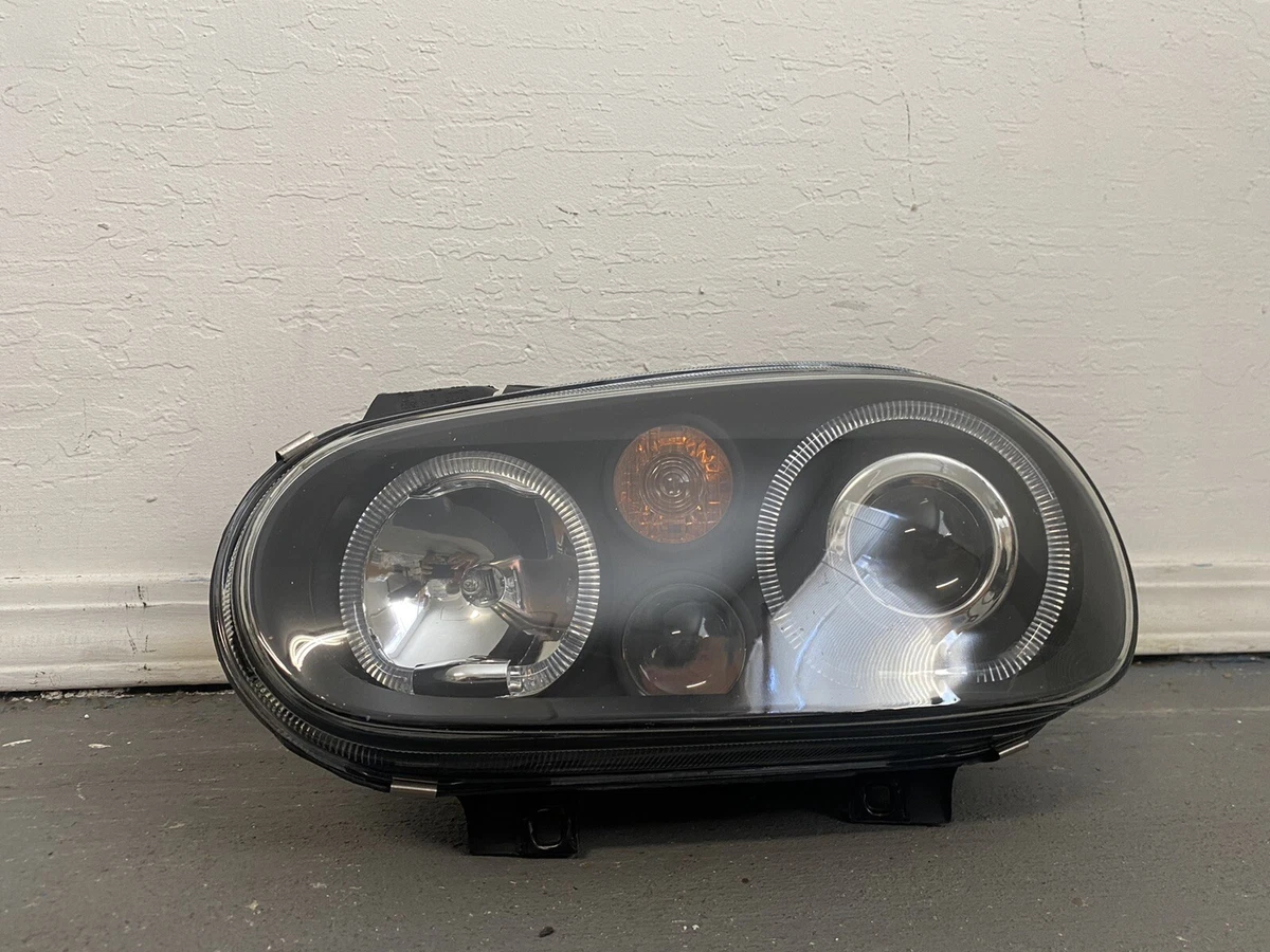 VW MK4 Golf GTI Glass Projector Headlight w Angel Eyes Driver Aftermarket