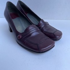 Vintage 90s Y2K Nine West Leather Chunky Heel Loafers Brown Square Toe Women 7