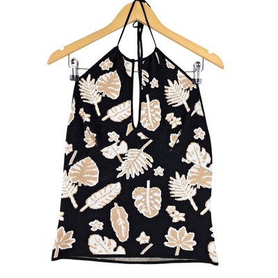 Madden NYC Top Womens Large Halter Floral Boho Babydoll Fairy Cottage Leaves NWT