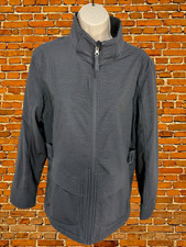 Womens Free Country Size Large Dark Grey Zip Up Faux Fur Softshell Jacket Coat