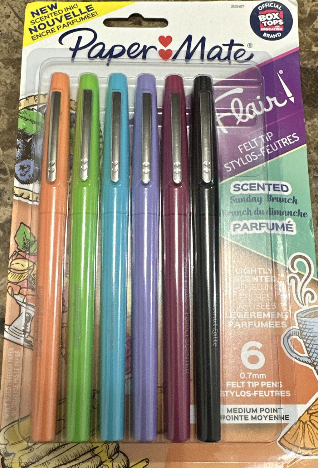 Scented Markers Paper Mate Flair Felt Tip Pens Brunch 0.7mm Single pack of 6-image