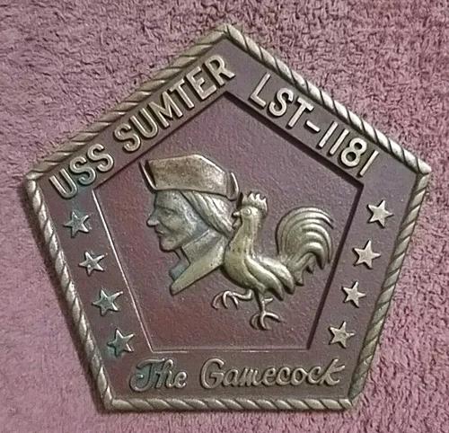 USS Sumter LST-1181 "The Gamecock" Heavy Brass Plaque Plate