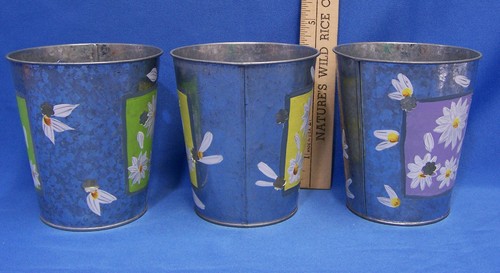 Hand Painted Home Garden Decor Hand Shovel Rake & 3 Small Pail Bucket Lot of 5 - Picture 2 of 4