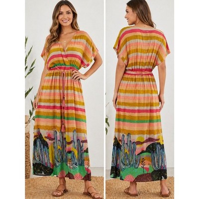 Anthropologie Scotch & Soda Abel Macias Desert print midi wrap dress boho SZ M