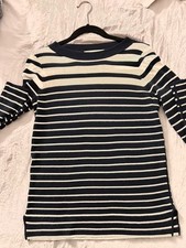 LOFT Petites Navy Blue/White Striped Women's Knit Sweater Size SP
