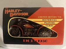 HARLEY DAVIDSON MOTORCYCLE Limited Edit Playing Cards Tin 1903-1950 -2 Decks NEW