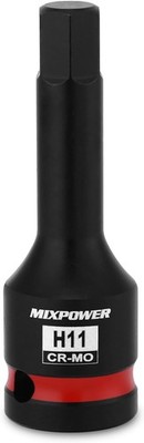 MIXPOWER 1/2'' Drive 11mm Hex Impact Bit Socket, Allen 1/2Dr.11mm 