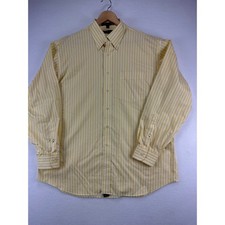 Tommy Hilfiger Button Down Shirt Mens XL Yellow White Stripe Tommy Traveler TLC
