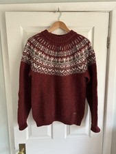 Icewear Iceland Elis 100% Icelandic Wool Jumper Fair Isle Burgundy Size Large