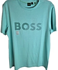 Boss men's t-shirt size L blue luxury cotton modern fancy trendy soft