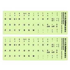 Italian Keyboard Stickers Glow in the Dark, 2pcs Keyboard Cover, Black
