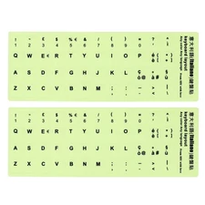 Italian Keyboard Stickers Glow in the Dark, 2pcs Keyboard Cover, Black