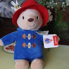 Paddington Plush Bear Toy with Blue Coat, Red Hat, and Tag