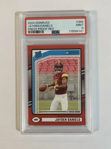 2024 PANINI DONRUSS PRESS PROOF RED #389 JAYDEN DANIELS ROOKIE RC PSA 9