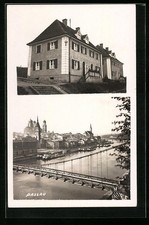 Foto-AK Passau, Gebäudeansicht, Flusspartie ...