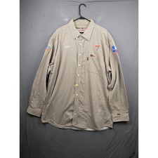 Cinch WRX Mens XXL Button Down Shirt Tan Geometric Flame Resistant FR Workwear