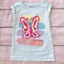 Gap Kids Aqua Blue Sparkle Pink Butterfly T-shirt Girl s Sz M 8