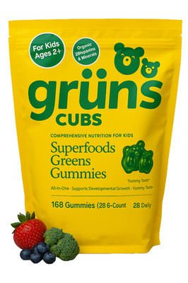 Grüns Cubs Kids Multivitamin Superfoods Greens Gummies Low Sugar 28 Day Supply