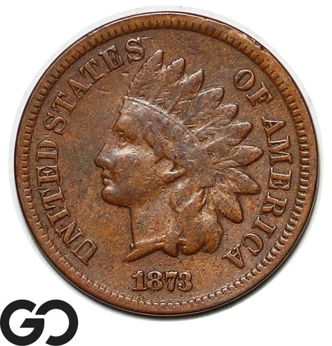 1873 Indian Head Cent Penny, Open-3, Choice Fine Better Date