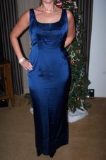 Beautiful Vintage 2000s Dolce & Gabbana Metallic Blue Evening Gown, size 12 (38)