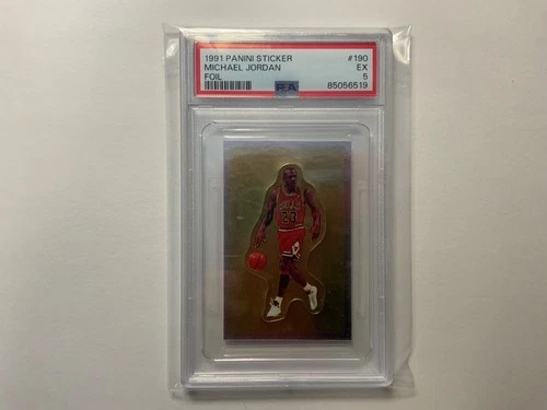1991 Panini Sticker MICHAEL JORDAN Chicago Bulls GOLD FOIL Card # 190 PSA 5  EX