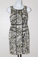 Ann Taylor Abstract Print Sleeveless Lined Dress - Classic Style  (Size 8)
