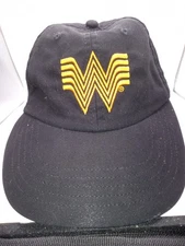 Adult Official Whataburger Employee Hat Cap Black Orange Strapback OSFM 