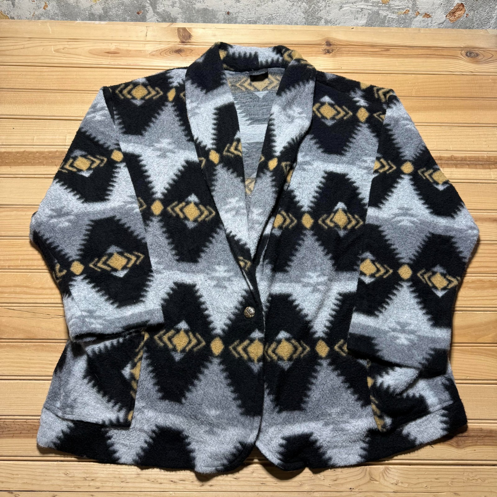 Vintage 90s Aztec Southwestern Notched Lapel Fleece Blazer Jacket USA Made - 2XL