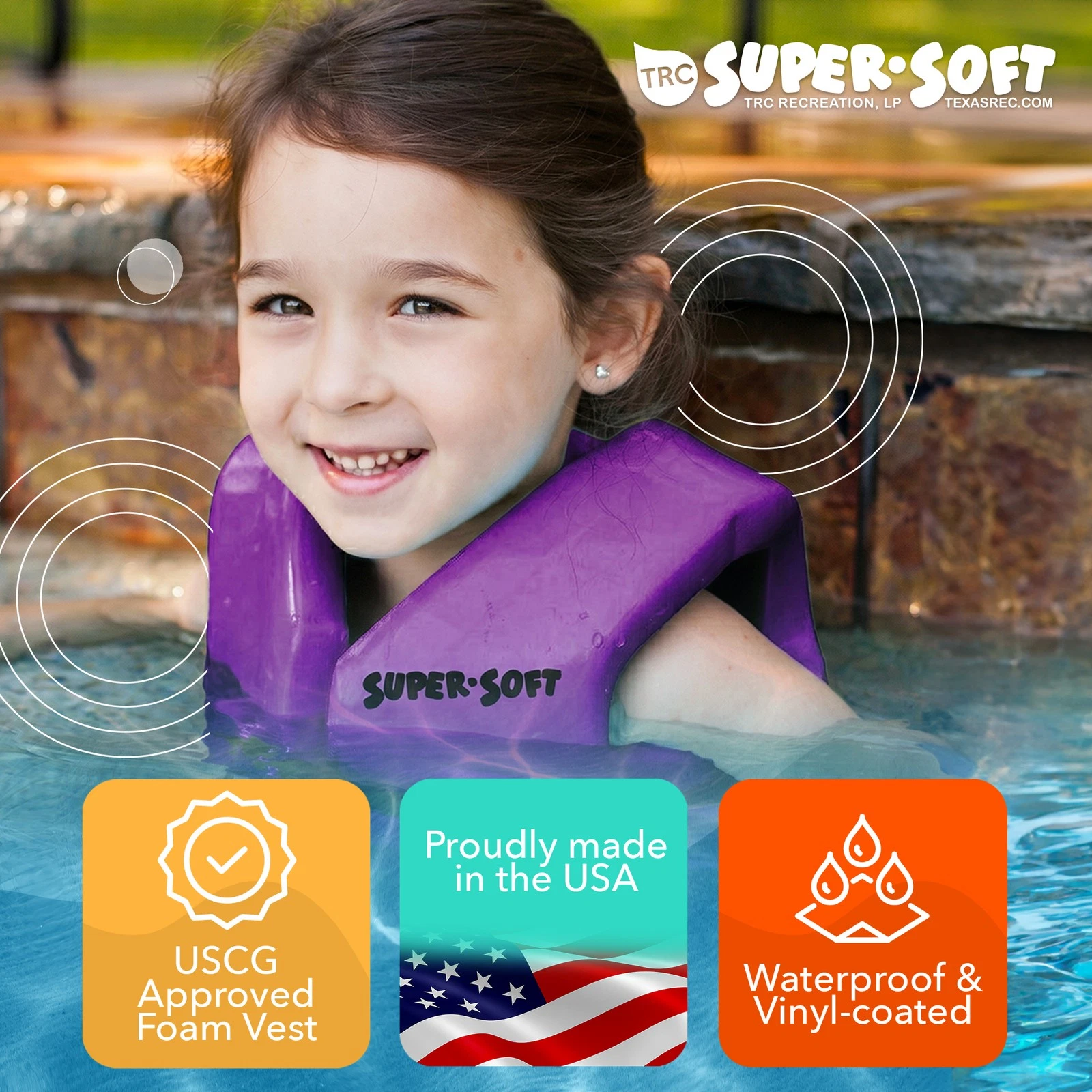 TRC Recreation Super Soft Child Life Jacket Swim Safety Vest, X Small (Open Box) image 4
