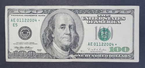 1996 100$ DOLLAR "BIRTHDAY NOTE" DATE SERIAL # AE 01122004 * !! - Picture 2 of 3