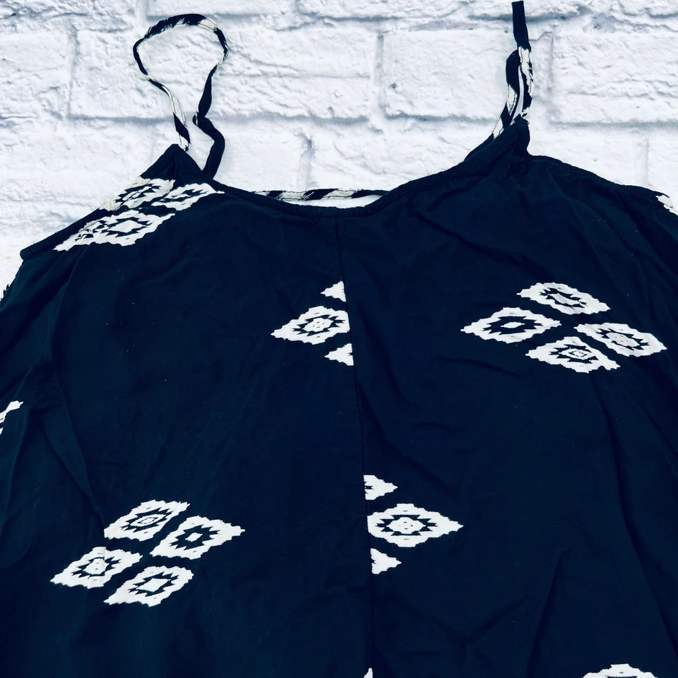 Mini Vestido Billabong Negro Cubrir Correa para Corbata Estampado Blanco Flecos S P Foto 2 de 4