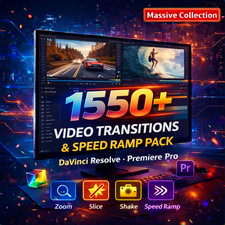 Pacchetto 1.550 Speed Ramp & Video Transitions Pack DaVinci Resolve Premiere Pro