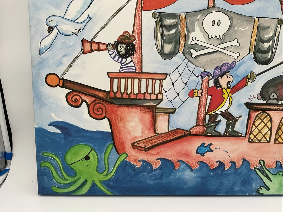 Adorable arte de pared en lienzo rectangular “Pirates Ahoy” 24”x 18” Stupell Industries Foto 3 de 4