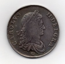 1662 Crown, Charles II first bust, rose below