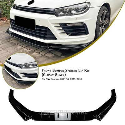 Front Bumper Spoiler Lip Splitter Kit For VW Scirocco MK3.5 R 2015-2018 Black