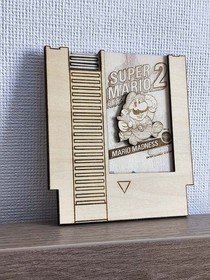 Super Mario Bros 2 Nintendo NES cartouche en bois grav&eacute;